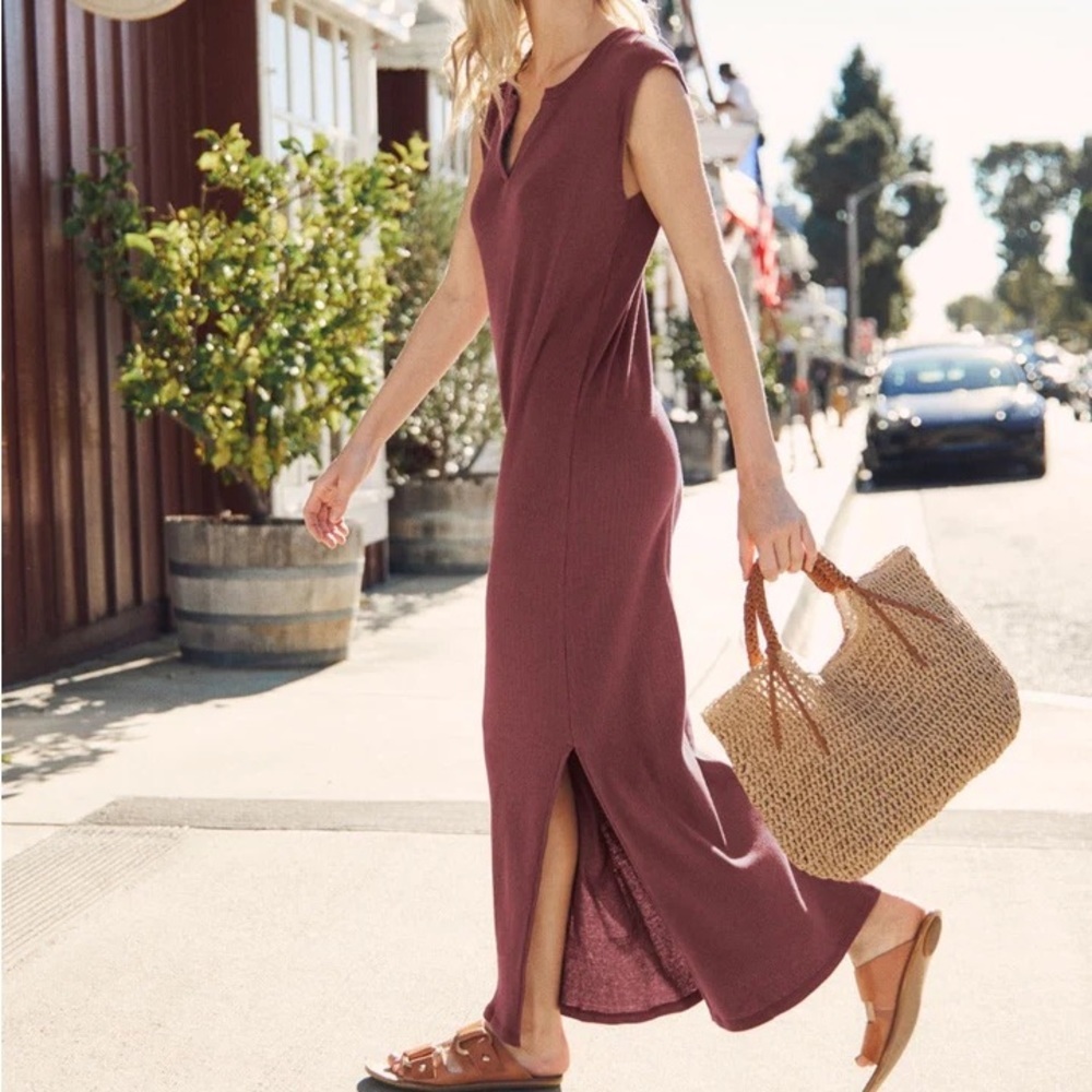 Splendid Raine Eco Rib Purple Maxi Sleeveless Dress Womens XS